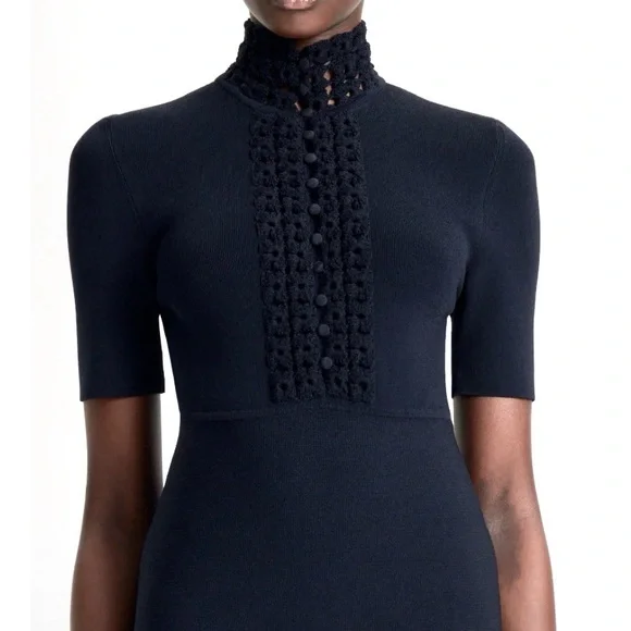 SCANLAN THEODORE Crepe Knit Navy Daisy Mini Dress XS - NEW WITH TAGS Women SCANLAN THEODORE Crepe Knit Navy Daisy Mini Dress XS - NEW WITH TAGS Women